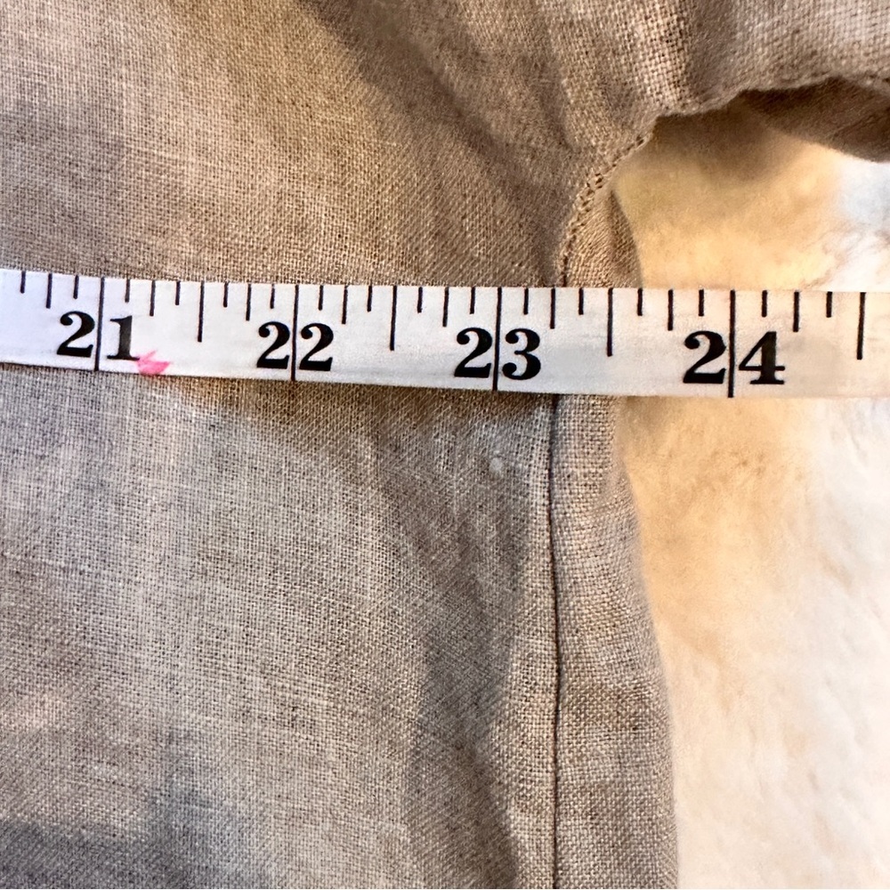 New DKNY 100% Linen Tee Kaftan Shirt Dress Lined Pockets Beige‎ Tan Sz Large - Picture 13 of 15
